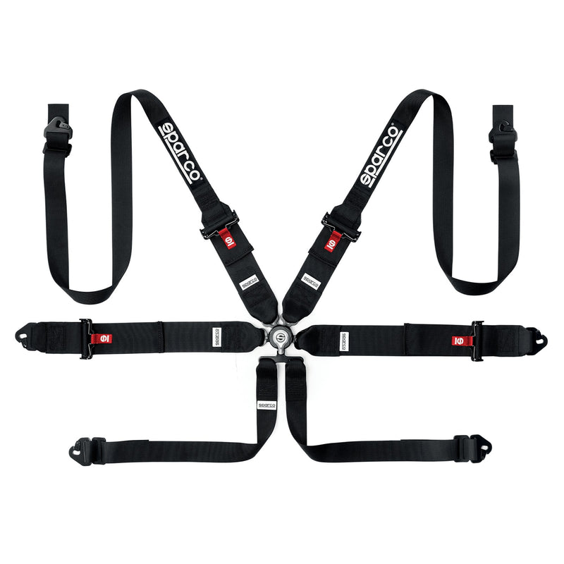 Sparco Competition H-3+2 6-Point Racing Harness – Black
