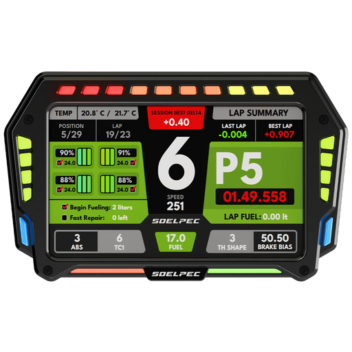 SOELPEC XR-7 Display – Sim Racing Touchscreen with RGB Telemetry (Black) - Sim Race Webshop B.V.