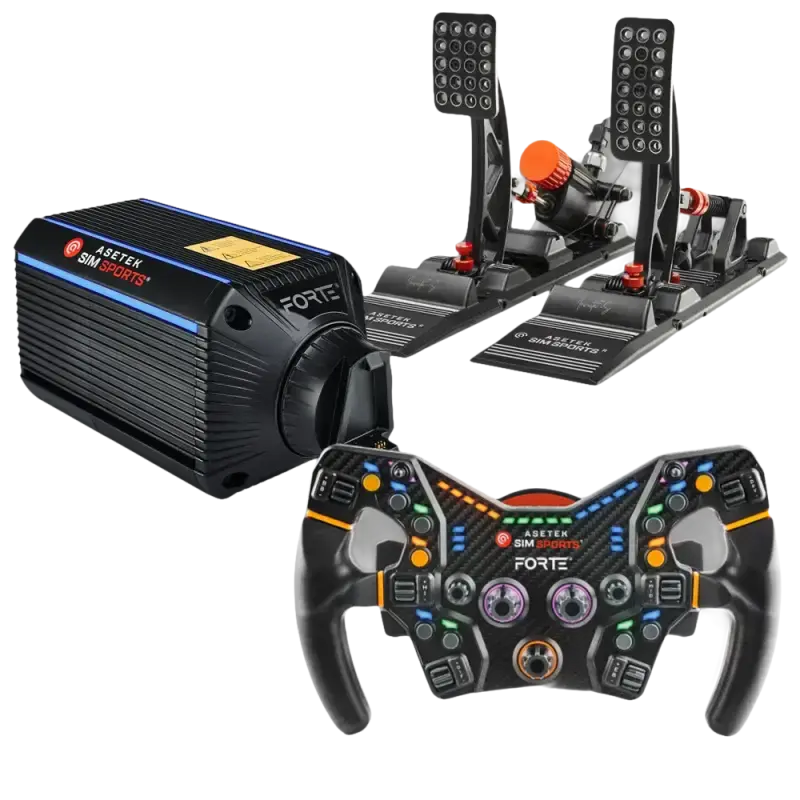 Asetek SimSports Forte 18Nm, Forte Formula Steering Wheel & Invicta™ S-Series T.H.O.R.P.™ II Pedals Bundle - Asetek SimSports - Sim Race Webshop product image 1