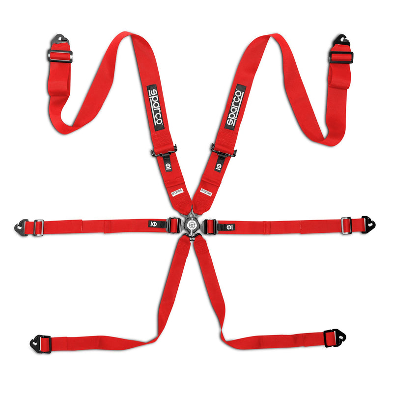 Sparco Competition H-3 Steel 2026 6-Point Harness — Red