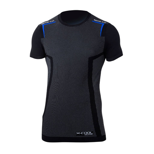 Sparco Base Layer K-Carbon T-Shirt — Black/Electric blue