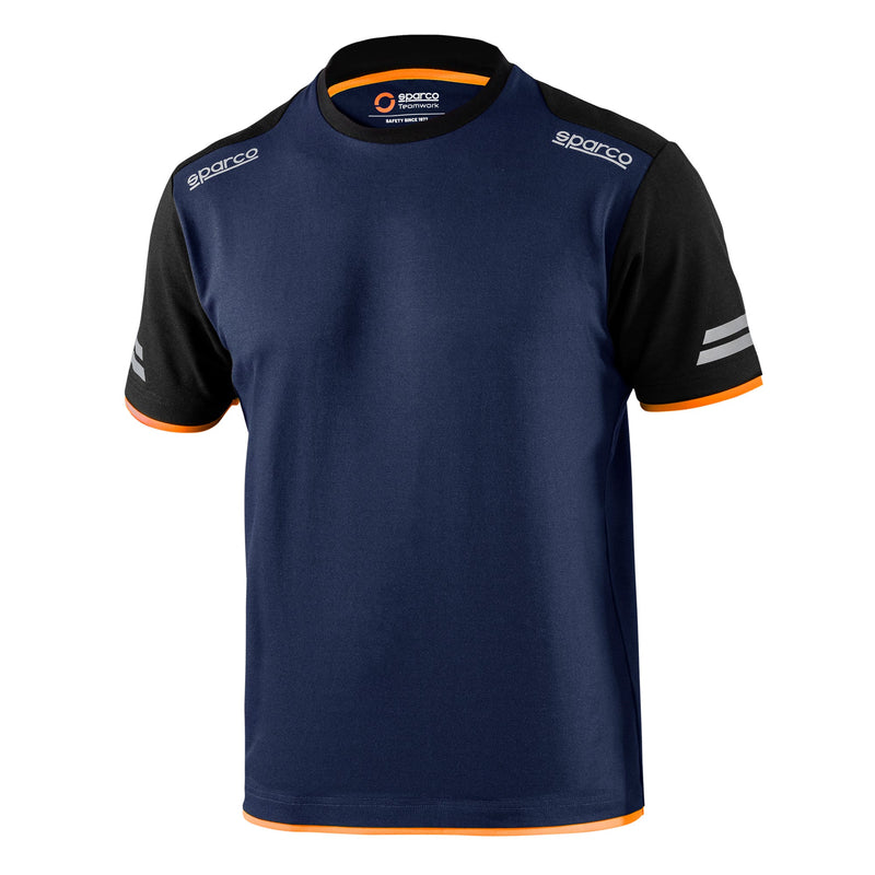 Sparco Tech Tucson T-Shirt - Black/Grey/Navy — navy blue/fluo orange