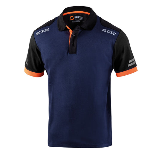 Sparco Tech Toledo Polo Shirt — navy blue/fluo orange