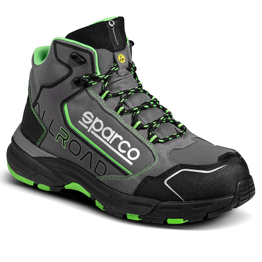 Sparco Allroad-H Leap Safety Shoes S3 ESD - Grey — Dark grey/Fluo green