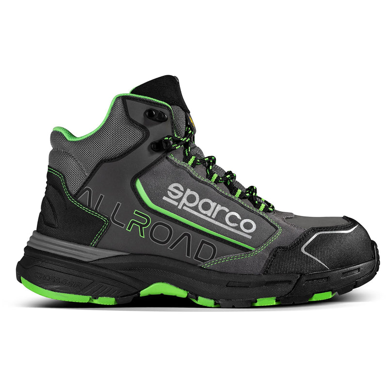 Sparco Allroad-H Leap Safety Shoes S3 ESD - Grey — Dark grey/Fluo green