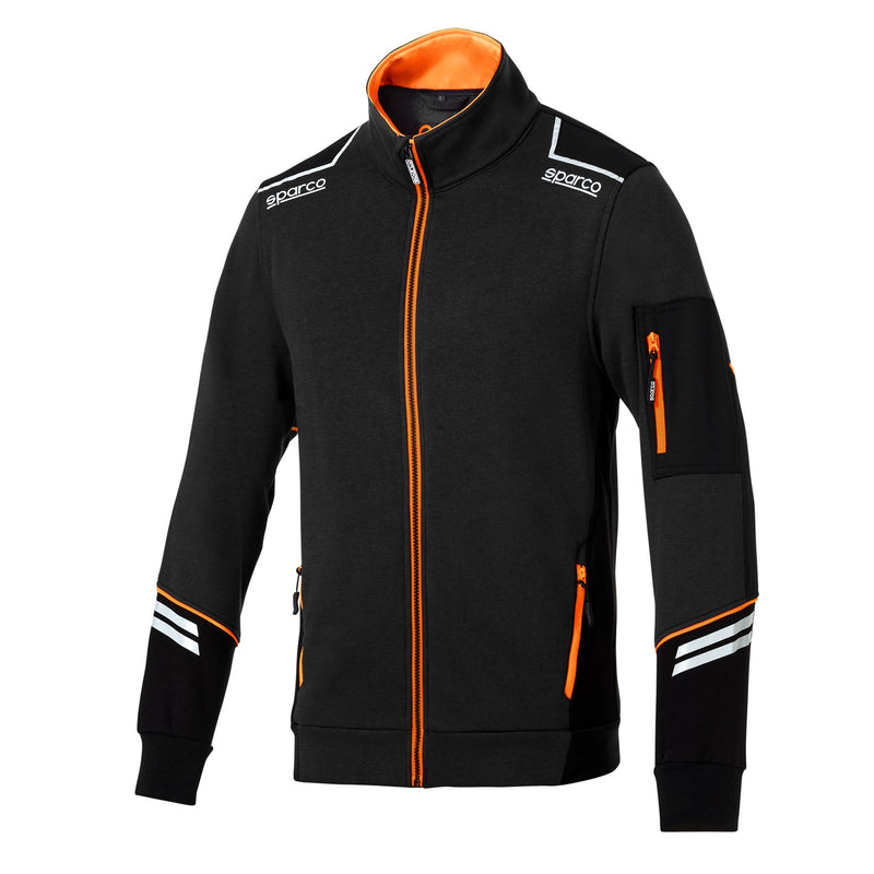 Sparco Tech Alabama Full-Zip Sweatshirt — Black/Orange fluo