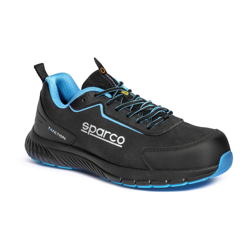 Sparco Safety Shoes S3S Traction Takuma Unisex Black/Light Blue — Black/Sky Blue
