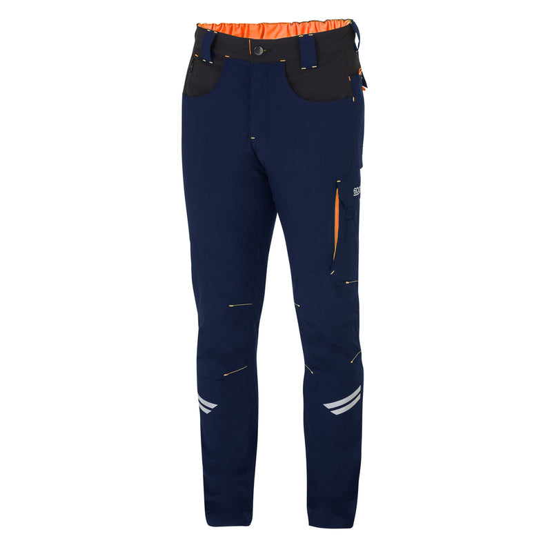 Sparco Tech Light Kansas Work Trousers — navy blue/fluo orange