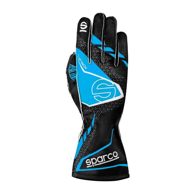 Sparco K-Attack Karting Gloves — Black/Sky Blue