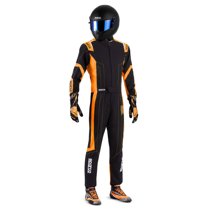 Sparco Thunder Advanced Karting Suit — Black/Fluo Orange