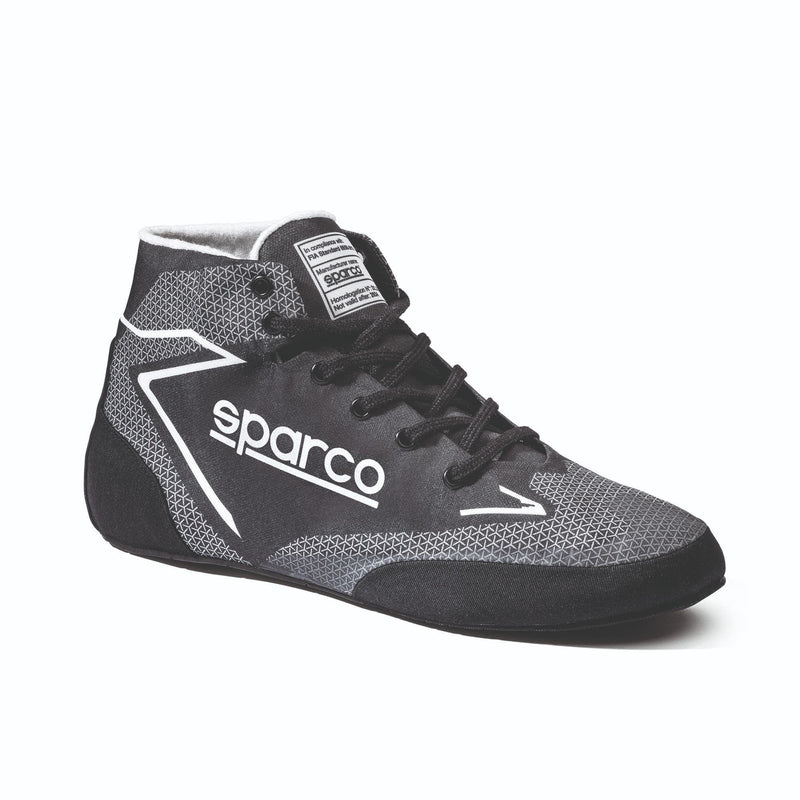 Sparco Prime Extreme – Black and white racing boot, three-quarter view